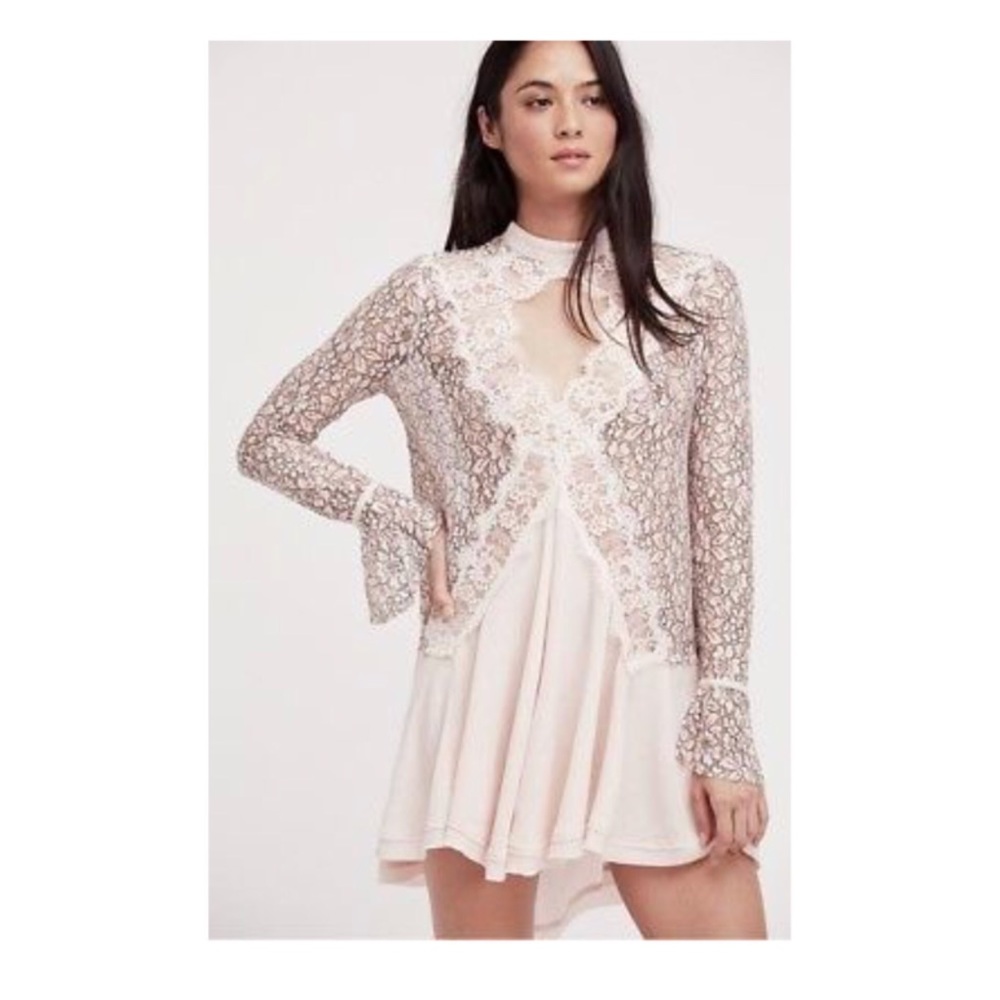 Free People Tell Tale Lace Tunic Size S in Pearl